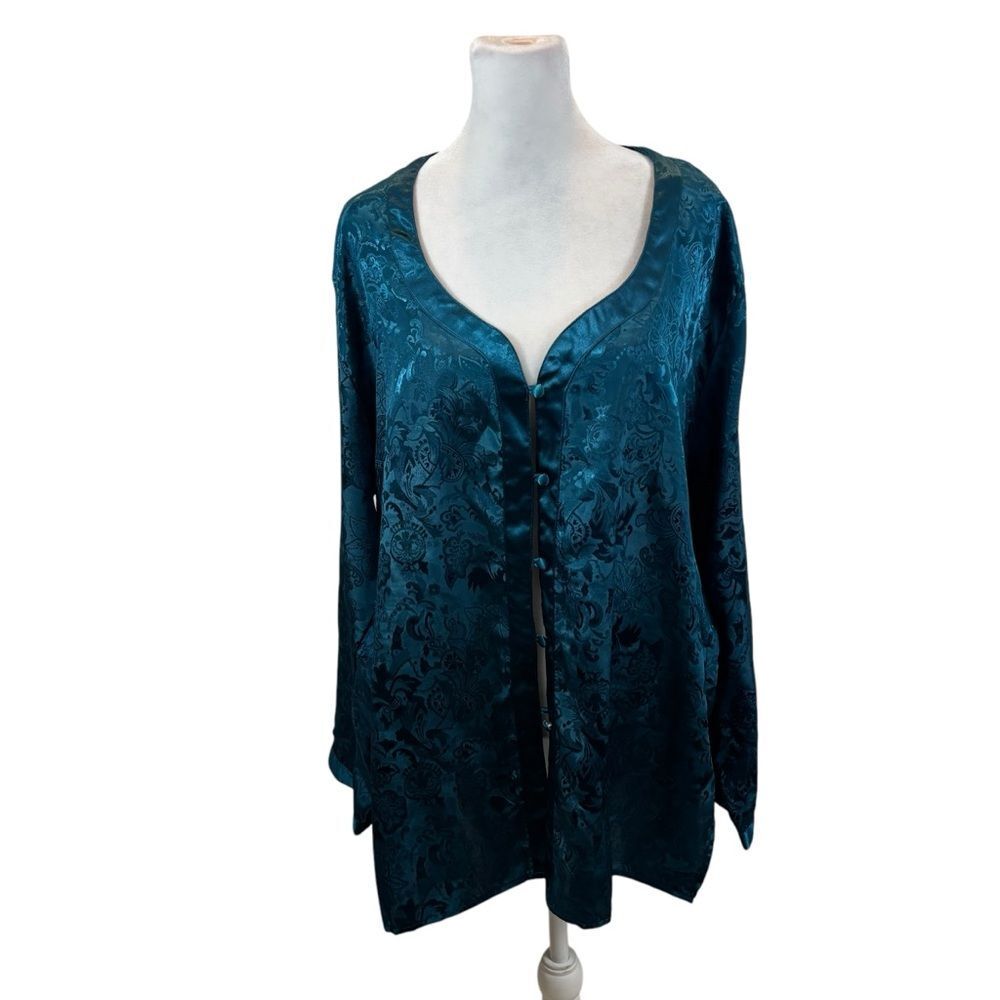 Ladies Vintage Gold Label Victoria’s‎ Secret Teal Long Sleeve Night Shirt Large